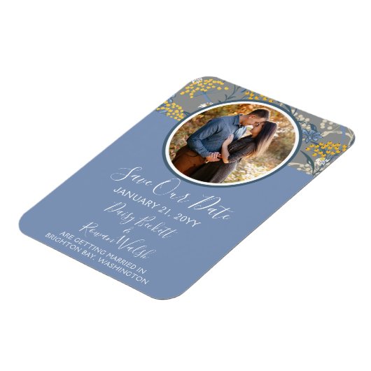 保存ザデイトボタニカルデイジーフローライエロー&ネイビー マグネット (左側)