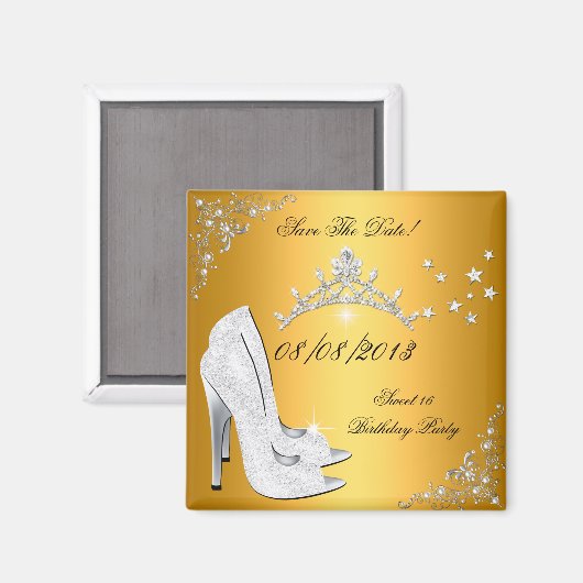 保存ザデイト甘い16金ゴールドハイヒールシューズティアラ マグネット (正面/裏面)