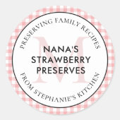 保存ファミリーレシピレッドジンガムモノグラム ラウンドシール (正面)