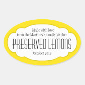 保存レモン楕円形の食品ラベルのシール 楕円形シール (正面)