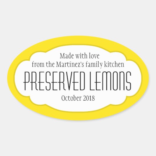 保存レモン楕円形の食品ラベルのシール 楕円形シール (正面)