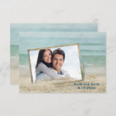 保存日のビーチ上のフォトフレーム セーブザデート (正面/裏面)