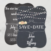 保存日カスタムブラックボード招待状 サンキューカード (正面/裏面)