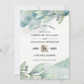 保存日付のお知らせ。植物学的な結婚式のお知らせ セーブザデート (正面)