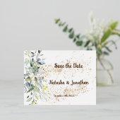 保存日付の箔押し招待状のポストカード 箔招待状ポストカード (立ち正面)