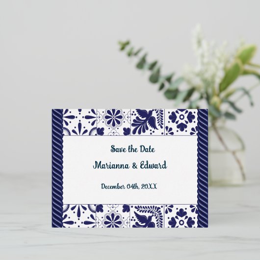 保存日付の箔押し招待状はがき 箔招待状ポストカード (立ち正面)