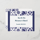 保存日付の箔押し招待状はがき 箔招待状ポストカード (正面/裏面)