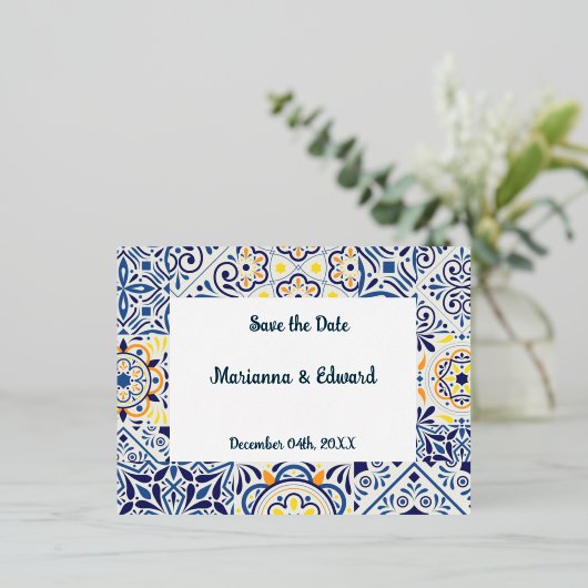 保存日付の箔押し招待状はがき 箔招待状ポストカード (立ち正面)