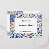 保存日付の箔押し招待状はがき 箔招待状ポストカード (正面/裏面)