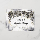 保存日付の箔押し招待状はがき 箔招待状ポストカード (正面/裏面)