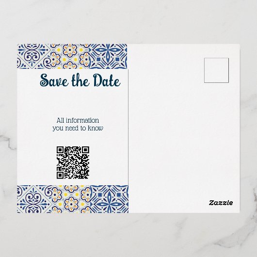 保存日付の箔招待状はがき 箔招待状ポストカード (裏面)