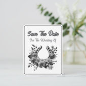 保存日付カード モノクロの馬蹄 セーブザデート (スタンド正面)