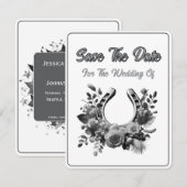 保存日付カード モノクロの馬蹄 セーブザデート (正面/裏面)