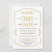 保存日付 アートデコ幾何学フレーム 招待状 (正面)