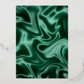 保存日付 エメラルドグリーンのシルク背景 ホイル加工 箔招待状 (裏面)