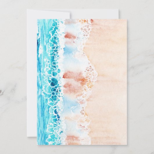 保存日付 エレガントな水彩ビーチペイント セーブザデート (裏面)