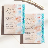 保存日付 エレガントな水彩ビーチペイント セーブザデート