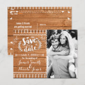 保存日付 オーク材 ウッド リアル フォト 招待状 (正面/裏面)