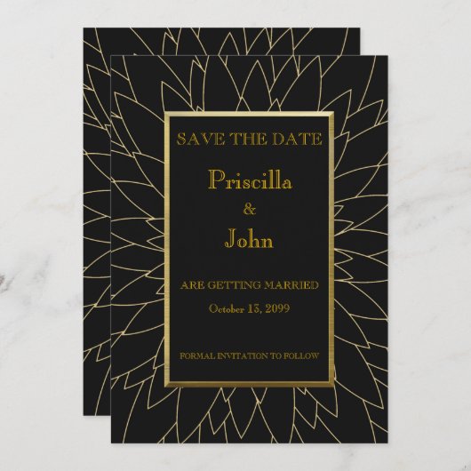 保存日付, グレートギャツビー, ダリア幾何学 招待状 (正面/裏面)