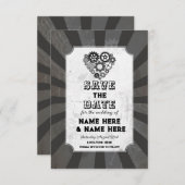 保存日付 スチームパンク ウェディング ハート コグ セーブザデート (正面/裏面)