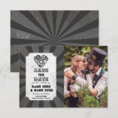 保存日付 スチームパンク ウェディング ハート フォト セーブザデート (正面/裏面)