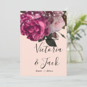 保存日付 ストリング ライト バーガンディー フラワー 招待状 (スタンド正面)