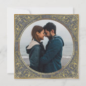 保存日付：ダズリンググレーとゴールドのウェディング 招待状 (裏面)