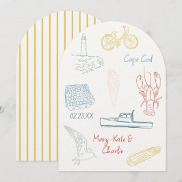 保存日付 ニュイングランドの夏のウェディング 招待状