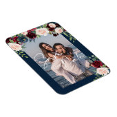 保存日付 フォト ネイビー ワインレッド ブラッシュ マグネット (右側)