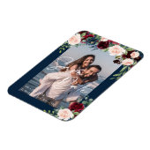 保存日付 フォト ネイビー ワインレッド ブラッシュ マグネット (左側)