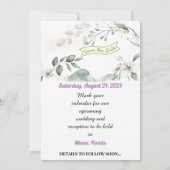 保存日付 フラワー招待カード 招待状 (裏面)