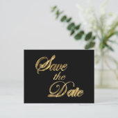 保存日付 ブラックとゴールド エレガント タイポグラフィ 案内ポストカード (スタンド正面)