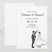 保存日付 ミニマル ファンシー 手描き 結婚式 セーブザデート (正面/裏面)