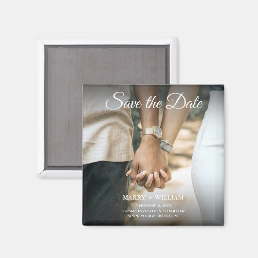 保存日付 モダン エレガント クラシック フォト マグネット (正面/裏面)