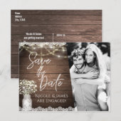 保存日付 ラスティック メイソンジャー ベイビーズブレス フォト 案内ポストカード (正面/裏面)