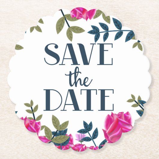 保存日付 ローズとペタル ペーパーコースター (正面)