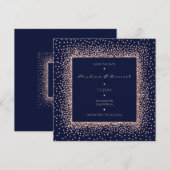 保存日付 ローズゴールド ブルー ネイビー グリッター モノグラム セーブザデート (正面/裏面)