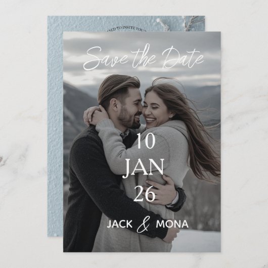 保存日付 - 個性的なシンプルモダンな結婚式 招待状 (正面/裏面)