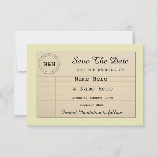 保存日付 図書館 結婚式 本 招待状 (正面)