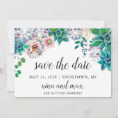 保存日付 春 夏 ジューシー フローラル 招待状 (正面)