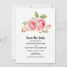 保存日付。 水彩花の結婚式の写真 招待状