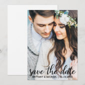 保存日付 現代の婚約写真カード SB 招待状 (正面/裏面)