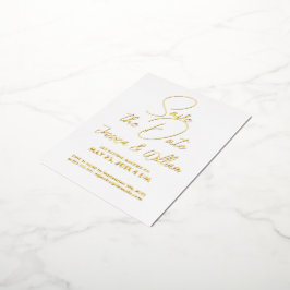 保存日付 現代タイポグラフィーデザイン 箔招待状ポストカード