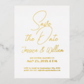 保存日付 現代タイポグラフィーデザイン 箔招待状ポストカード (正面)