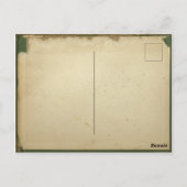 保存日付 緑とベージュの結婚式のパーチメント ポストカード (裏面)