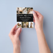 保存日付 6枚の写真 コラージュ 結婚式 黒 チラシ (手)