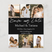 保存日付 6枚の写真 コラージュ 結婚式 黒 チラシ (正面)