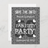 保存日付FAB 50誕生日V50B SILVER 案内ポストカード (正面/裏面)