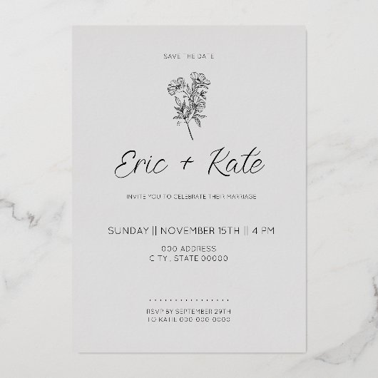 保存日時 箔招待状 (正面)