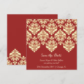 保存日期婚礼请柬红色锦缎卡片 招待状 (正面/裏面)